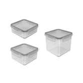 Conjunto De Potes Organizadores De Geladeira Click Quadrado 3 Peças