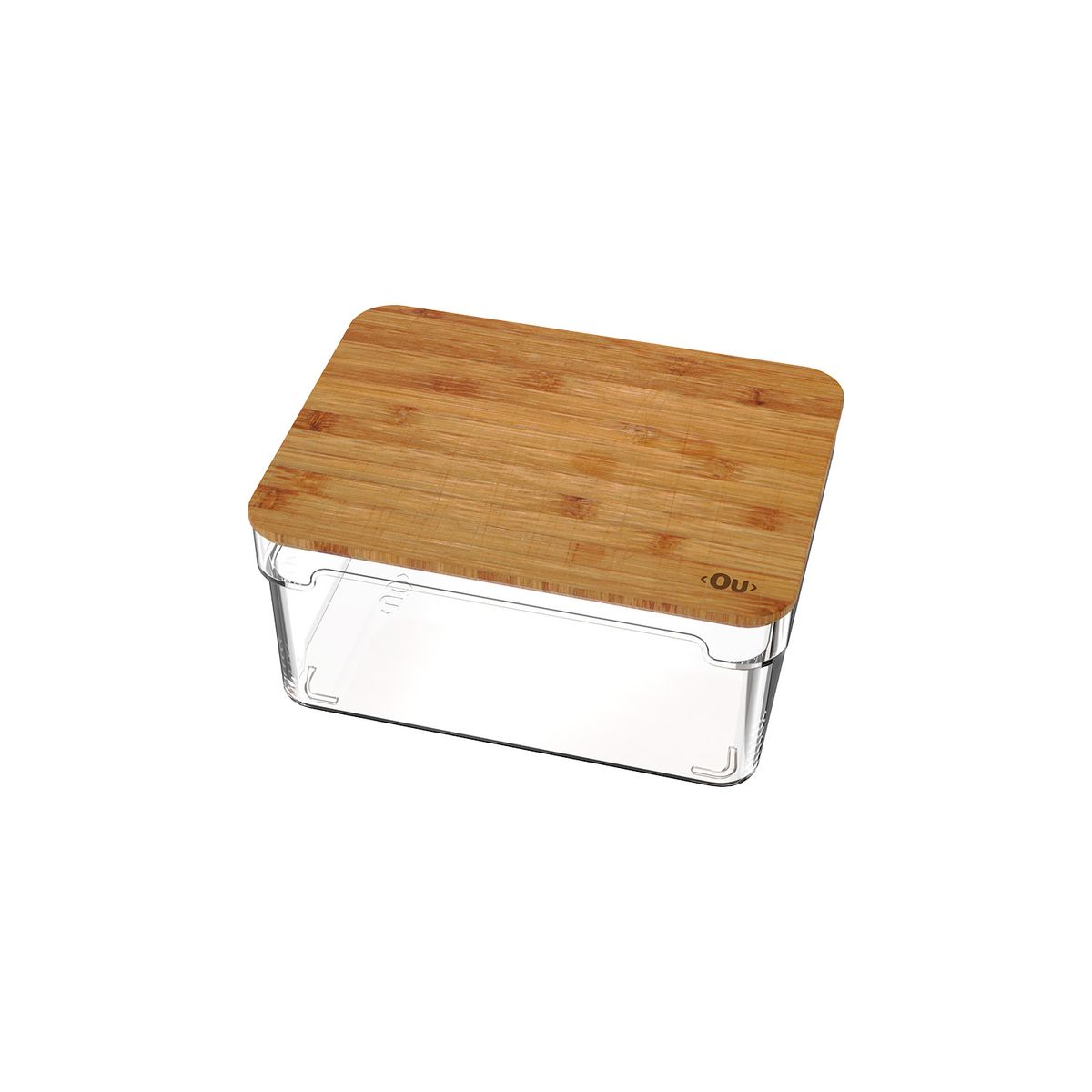 Organizador Clear 3L Com Tampa de Bambu 20,5 x 15,5 x 9cm