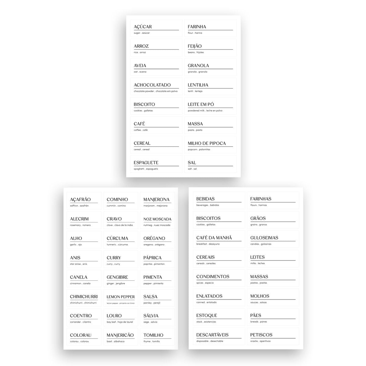 Etiquetas Adesivas Para Temperos, Mantimentos e Despensa